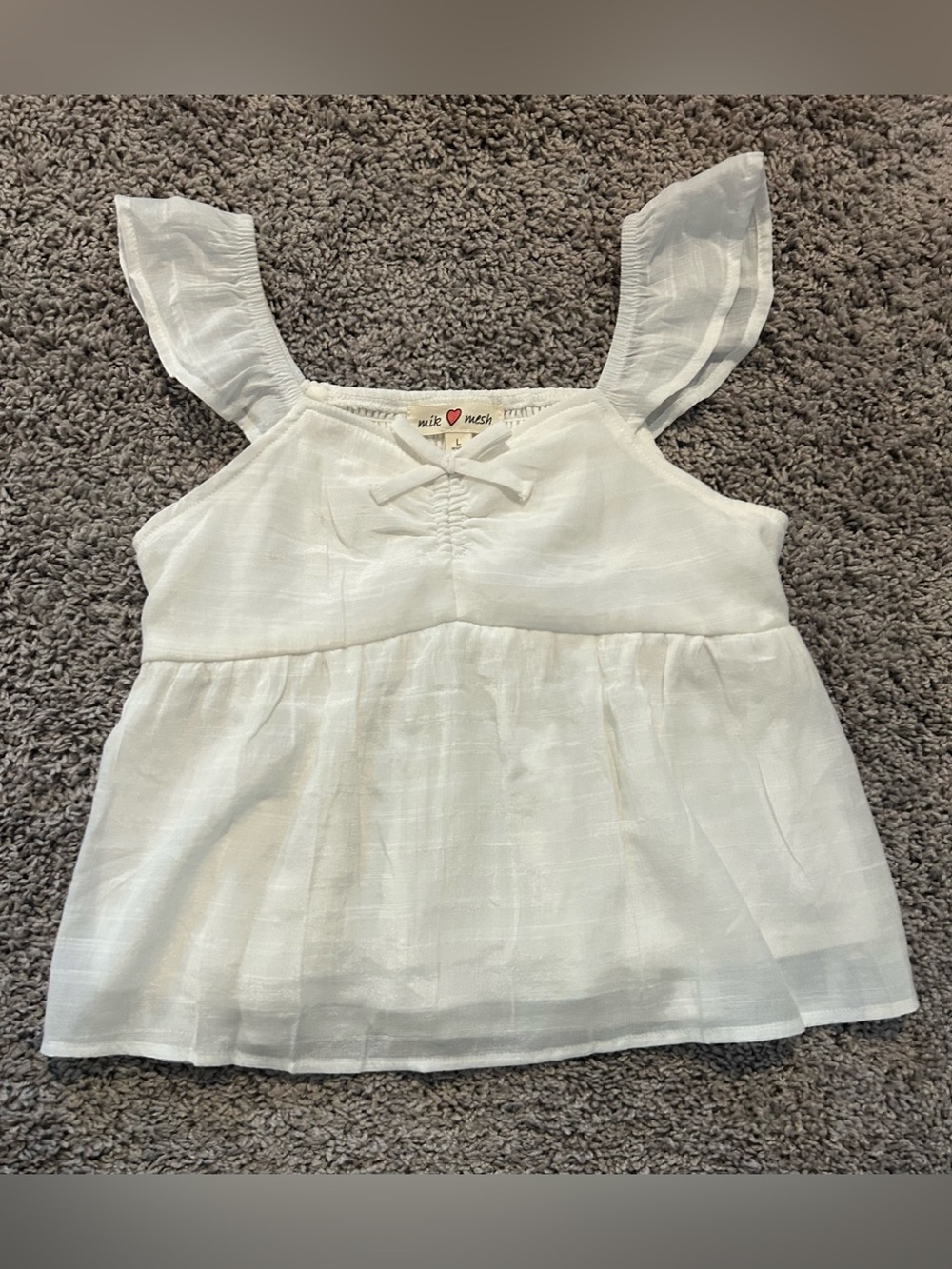 Girls White Ruffle Strap Babydoll Tank Top. New!